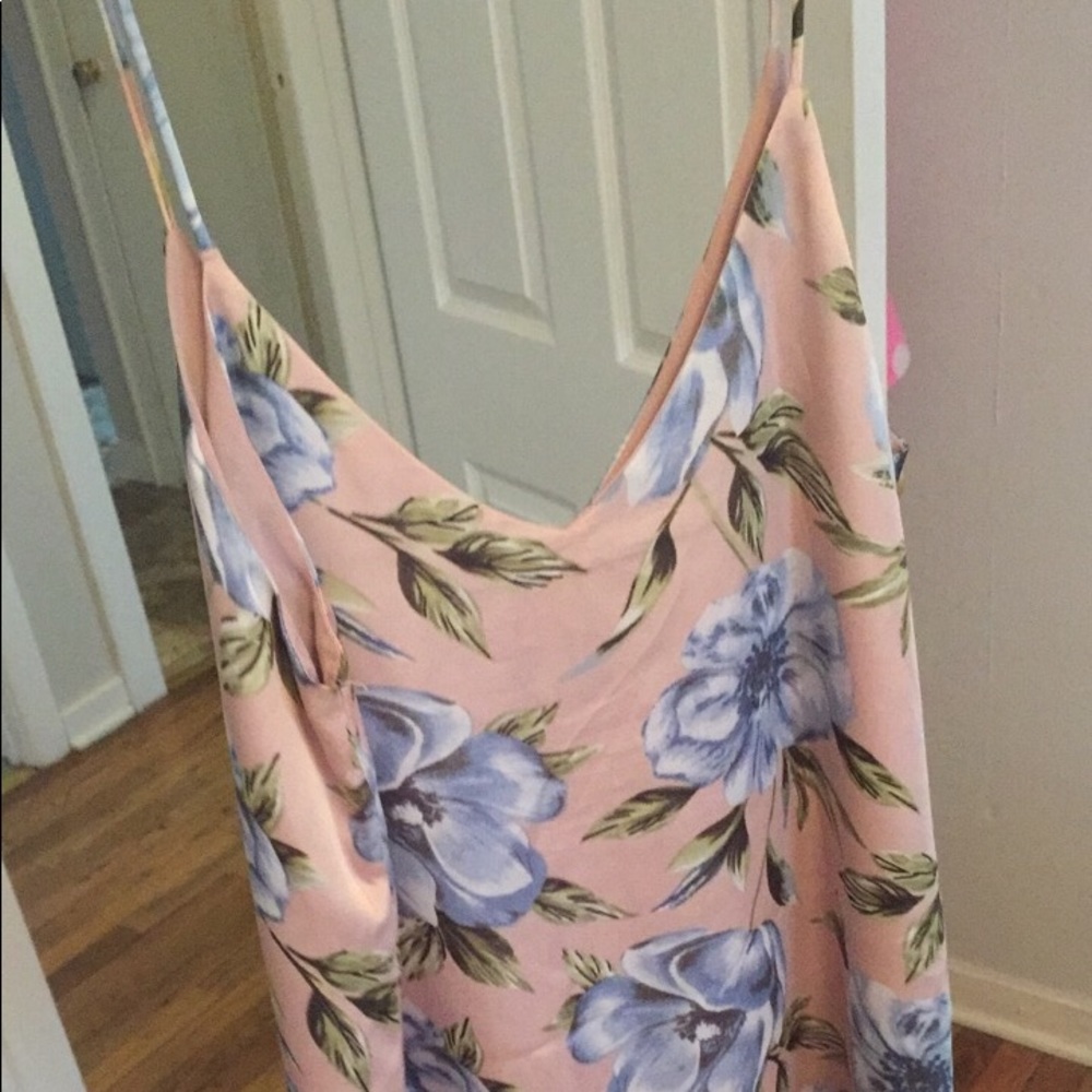 Thin strapped, silky floral dress